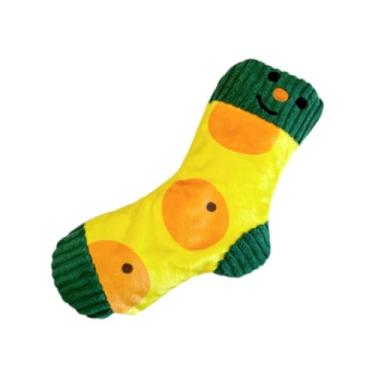 Imagem de Generic Brinquedo de pelúcia para cachorro filhote, meias de pelúcia leves e macias, presente de aniversário, brinquedo de que faz barulho, Laranja