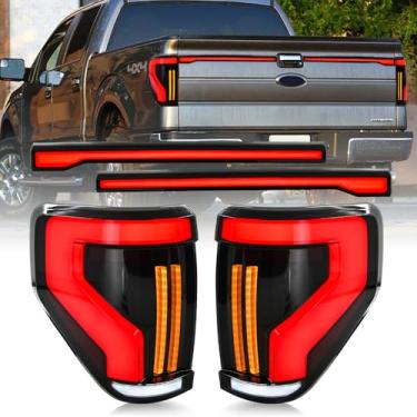 Imagem de Lanterna traseira para Ford F150 F-150 Pickup 2009-2014 Conjunto de luzes traseiras com luz de porta traseira sequencial sequencial para motorista e lâmpada traseira do lado do passageiro (moke, 1 par