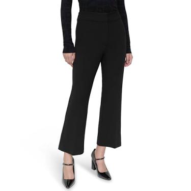 Imagem de DKNY Calça feminina de cintura alta de perna larga, preta, Preto, 2