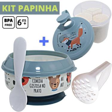 Imagem de Kit papinha introdução alimentar tigela com ventosa amassador colher d
