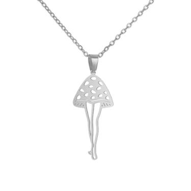 Imagem de LittleFathand 2 peças, colar com pingente de cogumelo, Best Friends, BFF, colar gargantilha de perna para mulheres, homens, joias de Ação de Graças, presente, Aço inoxidável, Sem Pedra Preciosa