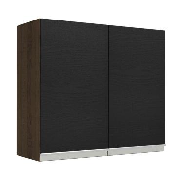 Imagem de Armário Aéreo 70 cm 2 Portas Rustic/Preto Glamy Madesa