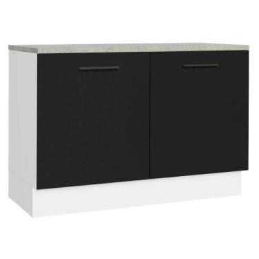 Imagem de Balcão De Pia Cozinha 2 Portas (com Tampo) Branco/preto Agata Madesa B