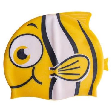 Imagem de Touca de natação infantil peixinho silicone amarelo mb - MBFIT
