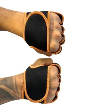 Imagem de Luva Para Treino Academia o Par Masculino/Feminino (Preto_Laranja,M)