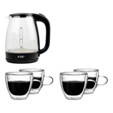 Imagem de Jarra Elétrica de Vidro Transparente 1,8L + 4 Xícaras 120ml - Kadê