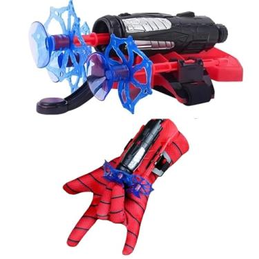 Imagem de Kit 2 Luva Lança Teia Aranha Herói Brinquedo Lançador de Dardos Com Ventosa Presente Dia Das Criancas