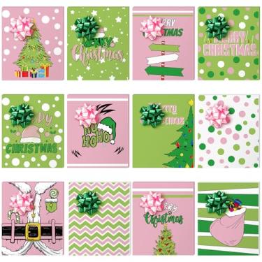 Imagem de TaoBary Pacote com 12 porta-cartões de Natal com laços, caixas de embrulho para cartões de feliz Natal, mini lembrancinhas, lembrancinhas de festa de casamento, decoração de festa de aniversário (rosa