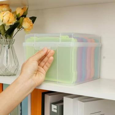 Imagem de Caixa de armazenamento de fotos 12,7 cm x 18 cm, guarda artesanato transparente, 6 compartimentos internos para fotos, fotos, objetos de valor, cartões, adesivos, giz de cera, miçangas, joias (cor)