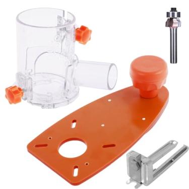 Imagem de LZVXTYM Máquina de aparar, corte circular, aparador ajustável, placa de círculo, fresadora, fresadora, madeira, corte circular, gabarito, placa de máquina de aparar, gabarito com capa contra poeira