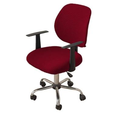 Imagem de Lzyjckh Capa para cadeira de escritório e computador Capa elástica elástica 2 peças Protetor de móveis moderno e minimalista para escritório e casa,Red