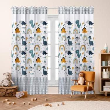 Imagem de Cortina Infantil Estampada, 3,00x2,20m, 2 Folhas, Poliéster, para Quarto, Sala, Decorativa (DINO ENCANTADO)