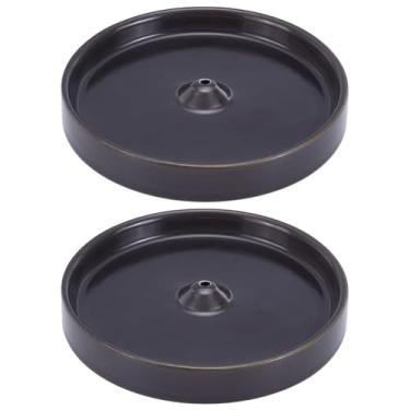 Imagem de INFUNLY 2 peças de incenso preto para queimador de cerâmica para mosquitos, queimador de incenso redondo de 10,7 cm para vara com orifício de 3,5 mm para casa, escritório, meditação, ioga, relaxamento