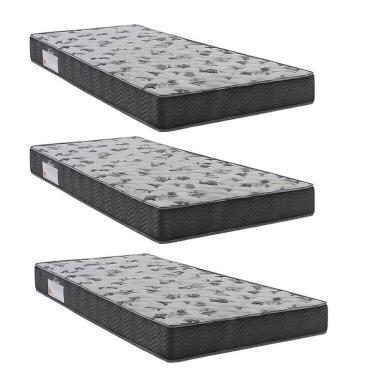 Imagem de Kit 3 Colchões Solteiro Ortobom D33 Iso 100 78x188x18 Grafite/branco Grafite/Branco