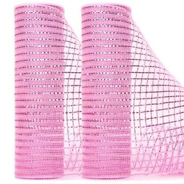 Imagem de Fita decorativa de 10 x 9,1 m metálica rosa claro, 2 rolos - Ribbli