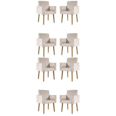 Imagem de Kit 08 Cadeiras Poltrona Courino Recepção - Balaqui Decor Cor:courino Bege