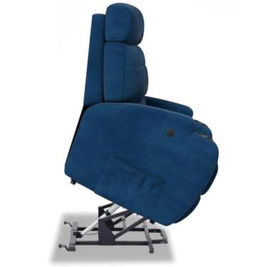 Imagem de Poltrona do Papai Reclinável Elétrica Bivolt Lift com Sistema de Elevação Em Bouclé - Modelo Florença Damie (Azul Dennin)