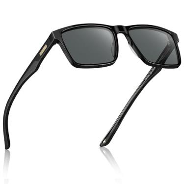 Imagem de Óculos de Sol Masculino CARFIA CA62162: Modelo Retrô Quadrado em Acetato, Lentes Polarizadas - Proteção UV