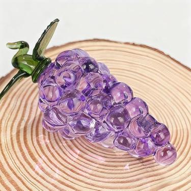 Imagem de Glass Purple Grape Figurine Crystal Fruits Collectibles Grape Art Ornament Decoration for Christmas Eve Gifts, Home, Office Decoration