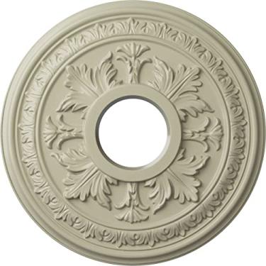 Imagem de Ekena Millwork CM15BAACS 15 3/8" OD X 4 1/4" ID X 1 1/2" P Baltimore Medalhão de teto serve para toldos até 5, cobre antigo, 15 3/8"OD x 4 1/4"ID x 1 1/2"P (Fits Canopies up to 5 1/2"), Hand-Painted Clear Yellow