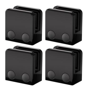 Imagem de Braçadeira de vidro - Aço inoxidável 304 Flat Back Square 1/10.2 cm-3/20.3 cm (6 mm-10 mm) Suporte de clipe de grade de vidro temperado polido para balaustrada, corrimão (pacote com 4, revestimento em