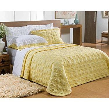 Imagem de Cobre leito Colcha Queen Nuance - 3 peças - Percal 200 Fios Algodão - Bordado - Amarelo - Bernadete Casa