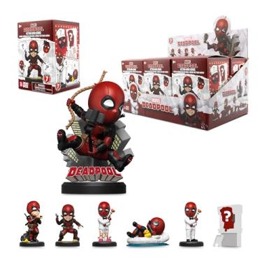 Imagem de YuMe Caixa de heróis da série de ação Deadpool - caixa cega (pacote com 6) bonecos colecionáveis de 5 cm a 10,12 cm, bonecos de brinquedo inspirados em filme de super-heróis da Marvel, presentes