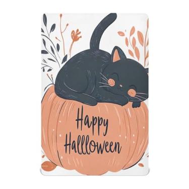 Imagem de xigua Lençol de berço de gato dormindo em uma abóbora para meninas e meninos, lençol macio e respirável adequado para berço padrão e cama infantil 71 x 132 cm
