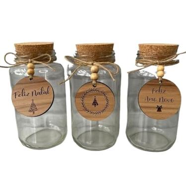 Imagem de Kit 3 Pote De Vidro Com Tampa Herméticos Mantimentos Transparente Rolha Cortiça Natal(Modelo 3,600 ML)