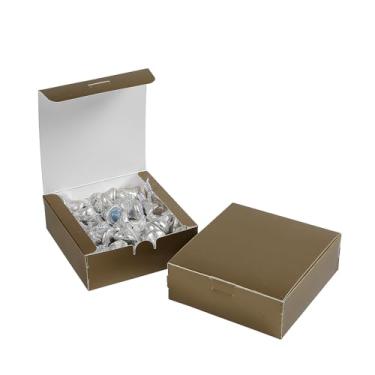 Imagem de Fun Express 12,7 cm x 4 1/5.1 cm x 5.1 cm Caixas de lembrancinhas quadradas de ouro metálico - 12 peças