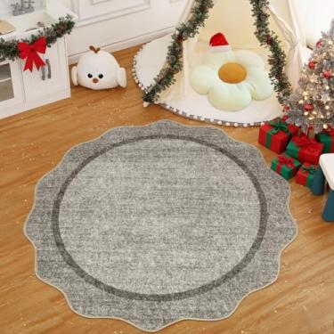 Imagem de GarveeHome Tapetes redondos laváveis, antiderrapante, macio, ultrafino, 1,2 m, círculo, pequeno, boho, resistente a manchas, para entrada, cozinha, quarto, berçário, banheiro, marrom