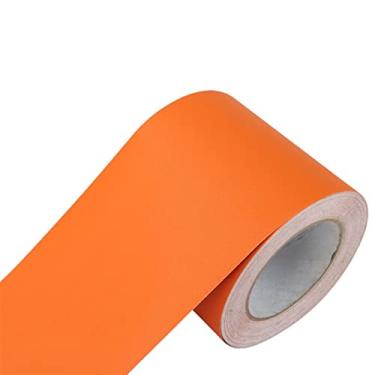 Imagem de Faixa de borda de parede autoadesiva de 5 metros, decoração de borda de parede, painéis de parede de PVC, borda de teto, moldura de porta, linha de cintura, decoração de interiores (laranja fosco, 20