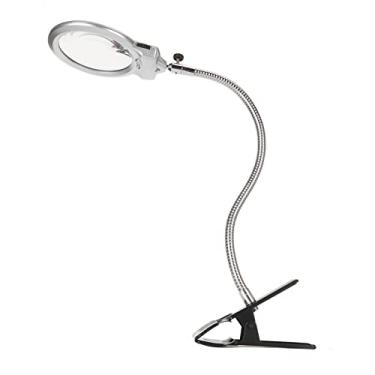 Imagem de Cryfokt Braçadeira de Lupa Mangueira Flexível 2x 6x Lente Dupla 2 Leds Clipe na Luz Lupa para Moedas Selos Jóias Bancada