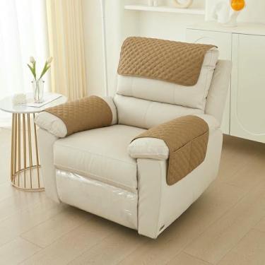Imagem de Capas antiderrapantes para poltronas, com proteção para os braços e encosto de cabeça, ideais para sofás reclináveis ​​de 3 lugares. Possuem bolso lateral e são laváveis.