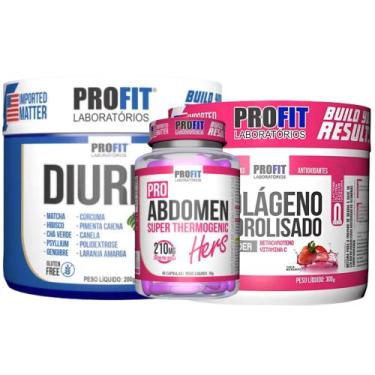 Imagem de Termogênico Pro Abdomen Hers 60 Cápsulas + Diurex 200g + Colágeno Hidr