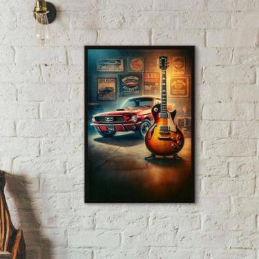 Imagem de Quadro Garagem - Guitarra E Carro 45X34Cm
