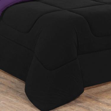 Imagem de Kit Edredom + Jogo De Lençol Malha 100% Algodão Gran Moratta 7 Peças Casal - Preto/Roxo
