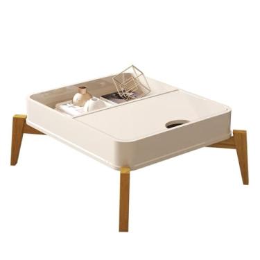 Imagem de Mesa de Centro Buriti Sala com Pés de Madeira Maciça Off White