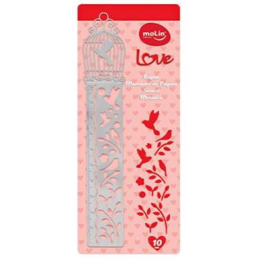 Imagem de Régua Love Marcador de Página Stencil Metálico 10cm MOLIN