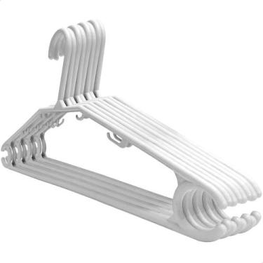 Imagem de Kit Cabides Branco Plástico Reforçados E Antideslizantes Para Adultos 