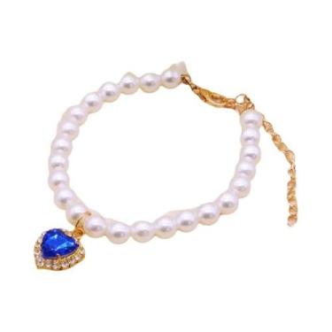 Imagem de Coleira De Luxo Para Gatos E Cães Com Pérolas, Pingente De Amor E Cris