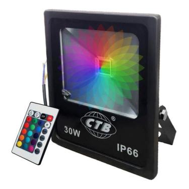 Imagem de Refletor Led Rgb Cores 30W Bivolt Ip66 Com Controle Remoto - CTB, Bivo