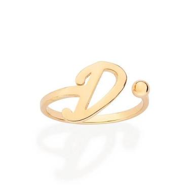 Imagem de Anel Rommanel Letra Ajustável Folheado a Ouro 513440, Dourado, 14