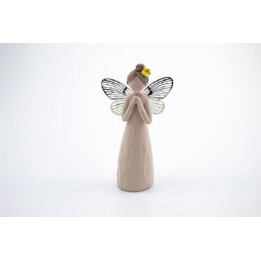 Imagem de Imagem Anjo Asa Metal Rezando Resina 10 cm - Amém Decoração Religiosa