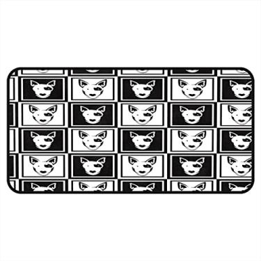 Imagem de Tapetes de cozinha preto e branco hipster bull terrier padrão de cachorro tapetes e tapetes antiderrapantes para cozinha, tapete de entrada lavável para cozinha, chão, casa, escritório, pia, lavanderia, 101,6 x 50,8 cm