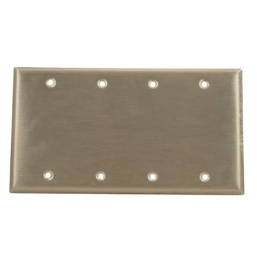 Imagem de Leviton 84064 Placa de parede em branco, sem dispositivo, tamanho padrão, suporte de caixa, aço inoxidável