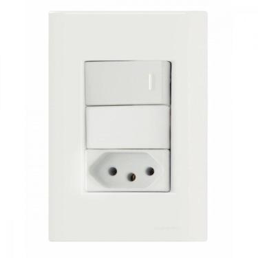 Imagem de 1 Interruptor Simples 10 A 250v e 1 Tomada A 250v Giz Branco