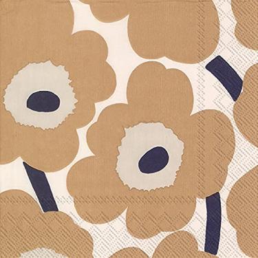 Imagem de Boston International IHR Guardanapos de papel Marimekko com 3 camadas, 12,7 x 12,7 cm, Unikko Cream Linen