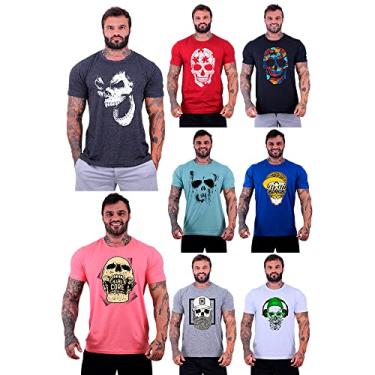 Imagem de Kit 8 Camisetas Tradicional Masculina Clássica MXD Conceito Básica Camisas Estampas Algodão (G, Opção 08)