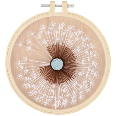 Imagem de Linha completa de kit de bordado para iniciantes com padrão, kit de ponto de cruz Kissbuty, incluindo tecido de organza transparente estampado com estampa, argola de plástico para bordado, linhas coloridas, ferramentas (dente-de-leão)